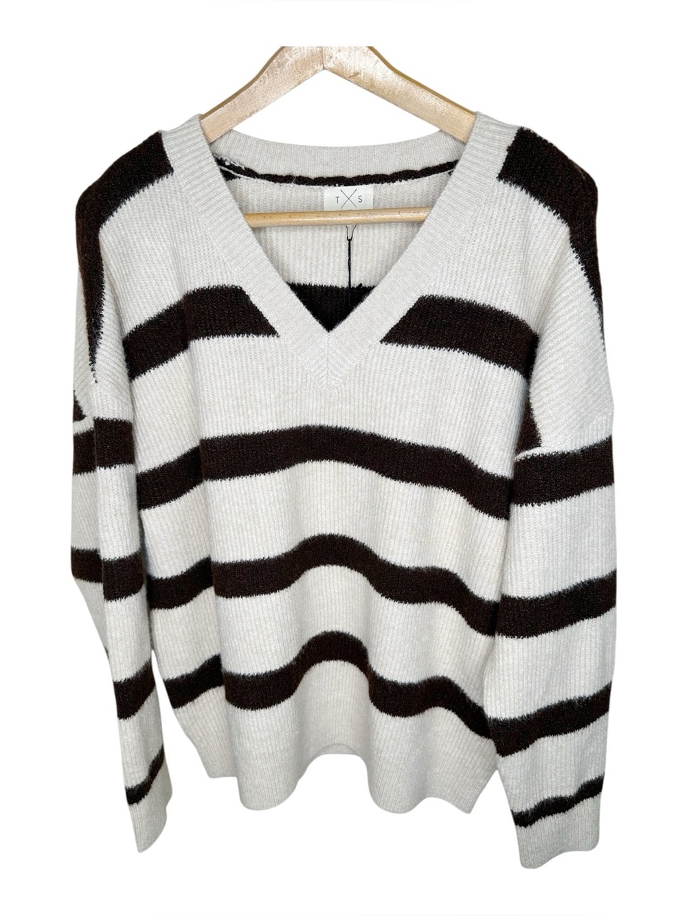 Thread & Supply Sweater Size XL Brown Striped Slouchy Oversized Soft Comfy New